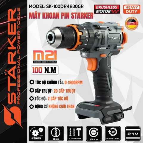 Máy Khoan Pin 21V Brushless, Mũi 13mm, Lực Siết 100N·m - ảnh 10