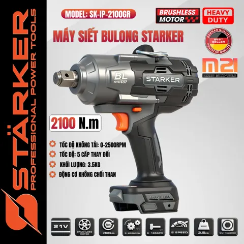 Máy Siết Bulong Pin 21V, Lực Siết 2100N·m, 5 Cấp Tốc Độ, Đầu 3/4 Inch - ảnh 8