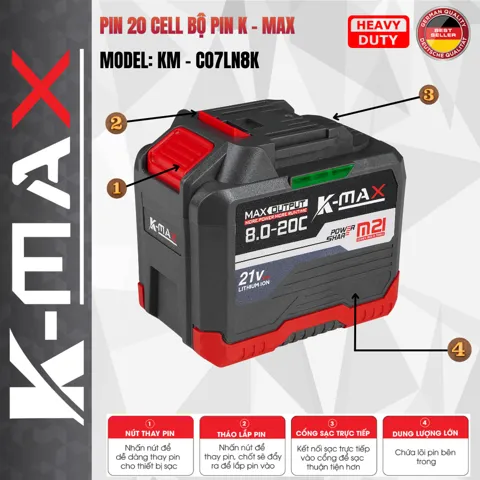 Combo 2 Pin + 1 Sạc K-MAX 21V - ảnh 3