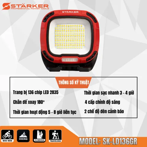 Đèn LED Chiếu Sáng Cầm Tay, Siêu Sáng, Pin Lithium Sạc Lại - ảnh 4