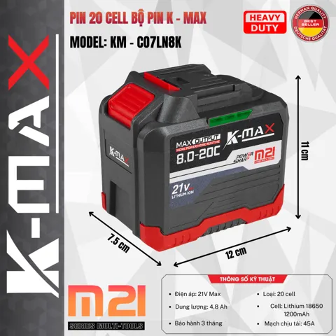 Combo 2 Pin + 1 Sạc K-MAX 21V - ảnh 9