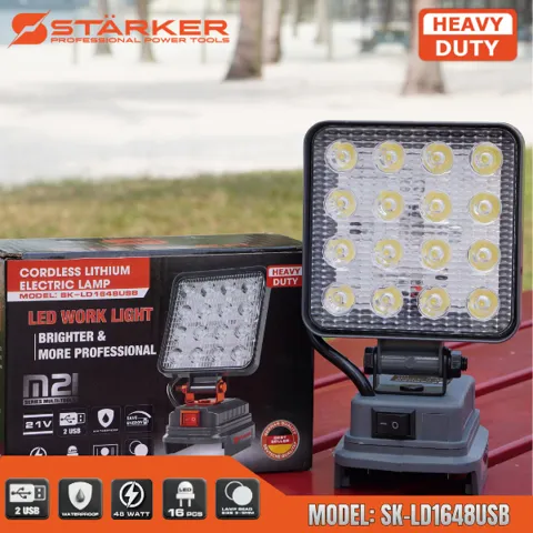 Đèn LED Cầm Tay Pin 21V, 16-57 Bóng Siêu Sáng, Công Suất 48W-230W, Xoay 180°, Chân Pin M21, Có Cổng USB - ảnh 5