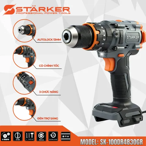 Máy Khoan Pin 21V Brushless, Mũi 13mm, Lực Siết 100N·m - ảnh 9