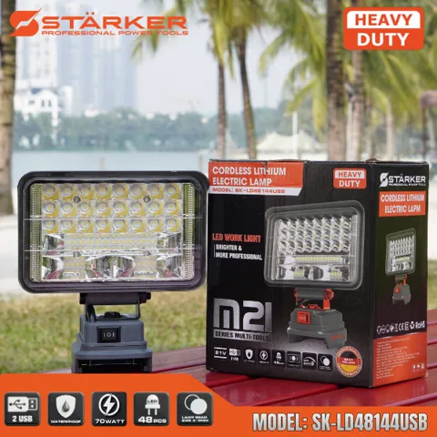 Đèn LED Cầm Tay Pin 21V, 16-57 Bóng Siêu Sáng, Công Suất 48W-230W, Xoay 180°, Chân Pin M21, Có Cổng USB - ảnh 6