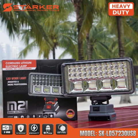 Đèn LED Cầm Tay Pin 21V, 16-57 Bóng Siêu Sáng, Công Suất 48W-230W, Xoay 180°, Chân Pin M21, Có Cổng USB - ảnh 7