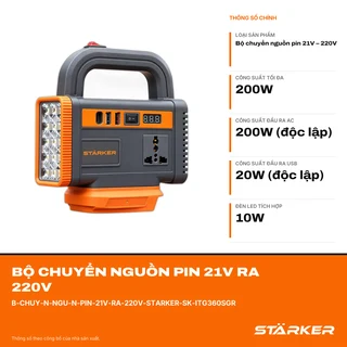 Bộ Chuyển Nguồn Pin 21V Ra 220V, 200W, Sin Chuẩn, Đèn LED 10W, USB 20W - ảnh 2