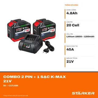 Combo 2 Pin + 1 Sạc K-MAX 21V - ảnh 2