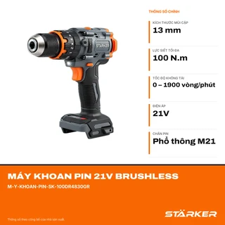 Máy Khoan Pin 21V Brushless, Mũi 13mm, Lực Siết 100N·m - ảnh 2