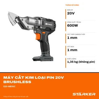 Máy Cắt Kim Loại Pin 20V Brushless, Cắt Thép/Inox 1mm - ảnh 2