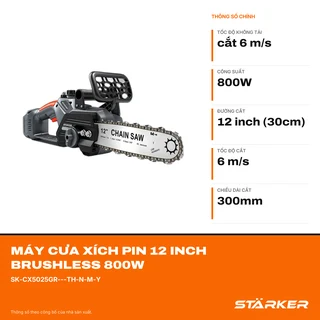 Máy Cưa Xích Pin 12 Inch Brushless 800W, Lam 30cm, Chân Pin Phổ Thông - ảnh 2