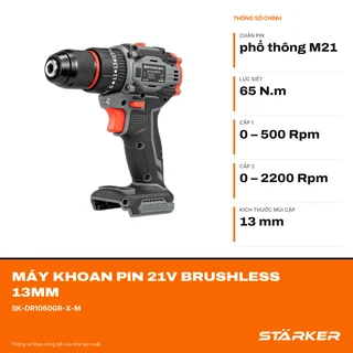 Máy Khoan Pin 21V Brushless 13mm, Màu Xám, Kèm 2 Pin & Sạc - ảnh 2