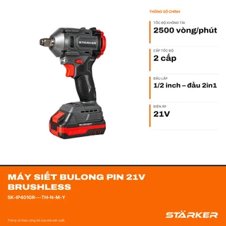 Máy Siết Bulong Pin 21V Brushless, Lực Siết 360N·m, Auto-Stop, Đầu 2 Trong 1 - ảnh 2