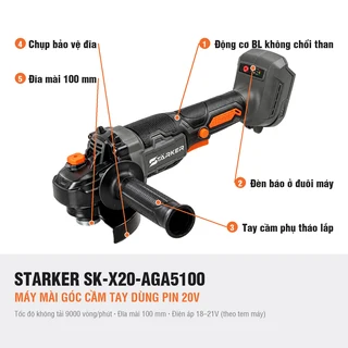 Máy Mài Góc Pin 20V Brushless, Đĩa 100mm, 9000 Vòng/Phút, 3 Cấp Tốc Độ - ảnh 6