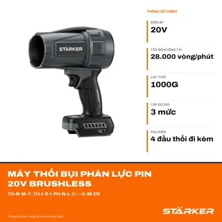 Máy Thổi Bụi Phản Lực Pin 20V Brushless, Lực Thổi 1000G, 3 Cấp Gió, Màu Xám Đen - ảnh 2