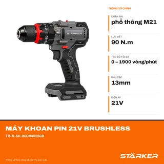 Máy Khoan Pin 21V Brushless, Mũi 13mm, Lực Siết 90N·m - ảnh 2