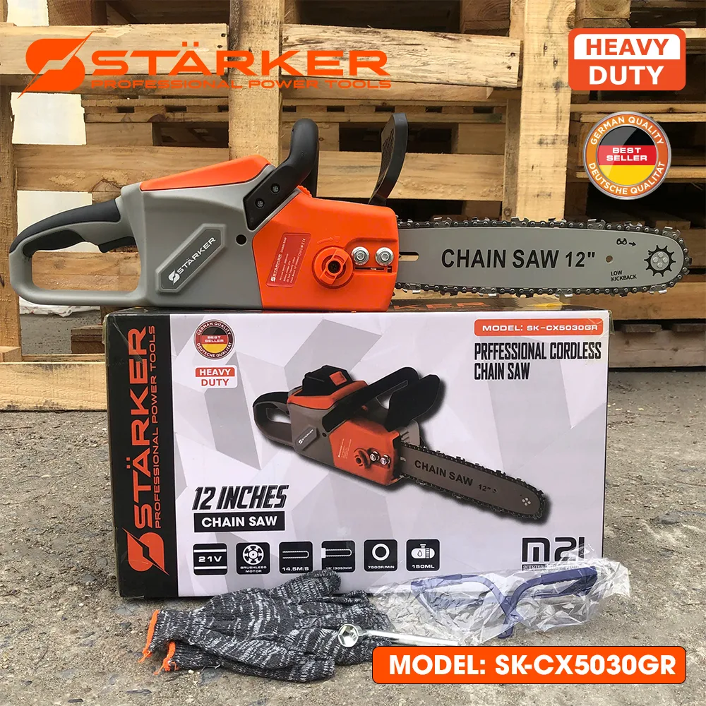 [STARKER] Thân Máy Cưa Xích Pin 12 Inch Không Chổi Than SK-CX5030GR – Công Suất 1000W, Cắt 30cm, Tốc Độ 8m/s, Dùng Pin Phổ Thông