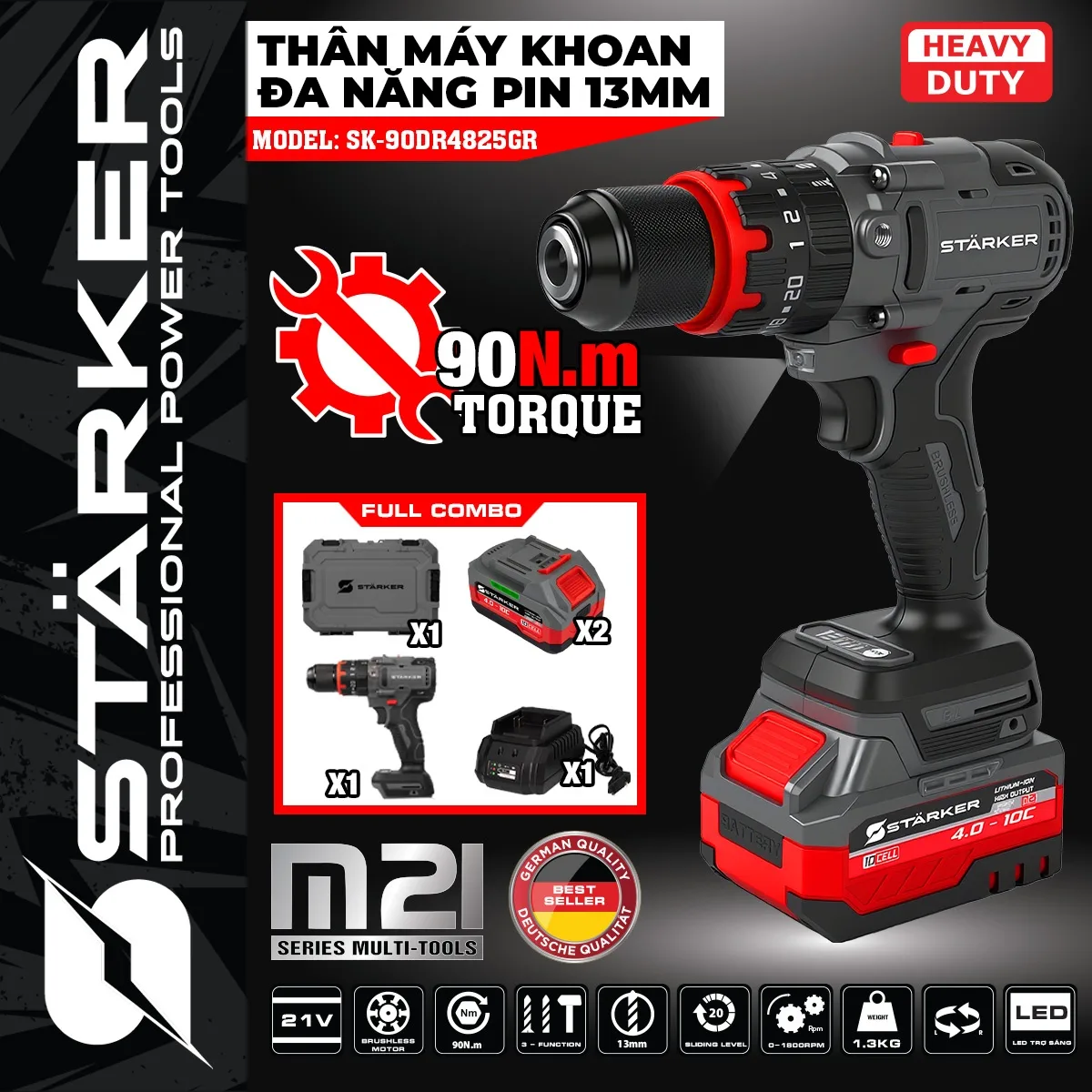 THÂN MÁY KHOAN PIN STARKER SK-90DR4825GR