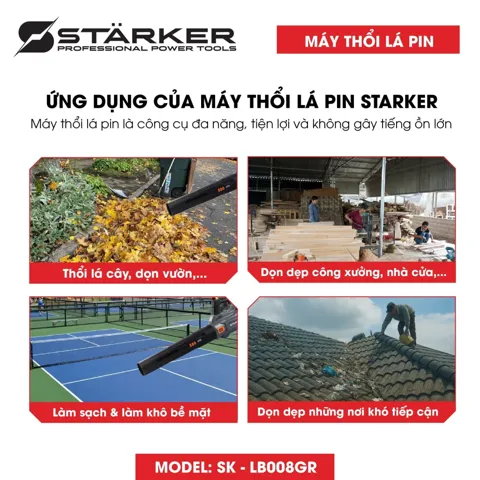Máy Thổi Lá Pin 20V, Lực Gió 580CFM, 3 Cấp Gió, Công Suất Lớn - ảnh 4