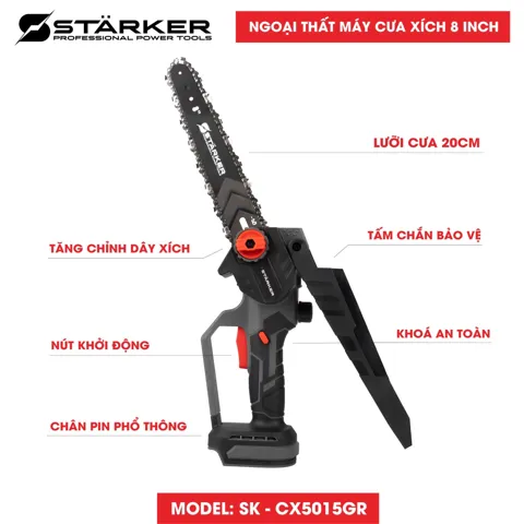 Máy Cưa Xích Pin 21V, 8 Inch Brushless, Cắt 205mm, Kèm 2 Pin + Sạc - ảnh 3