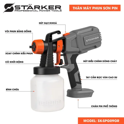 Máy Phun Sơn Pin 20V, Phun Đều Mịn, Chân Pin M21 - ảnh 4