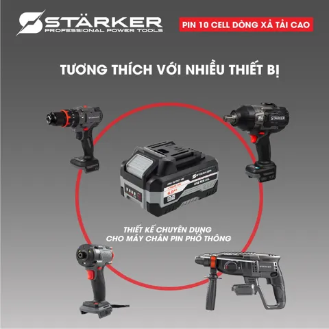 Pin Máy Khoan 21V, 10 Cell, 4.0Ah, Dòng Xả Tải Cao, Cell EVE 18650 - ảnh 3