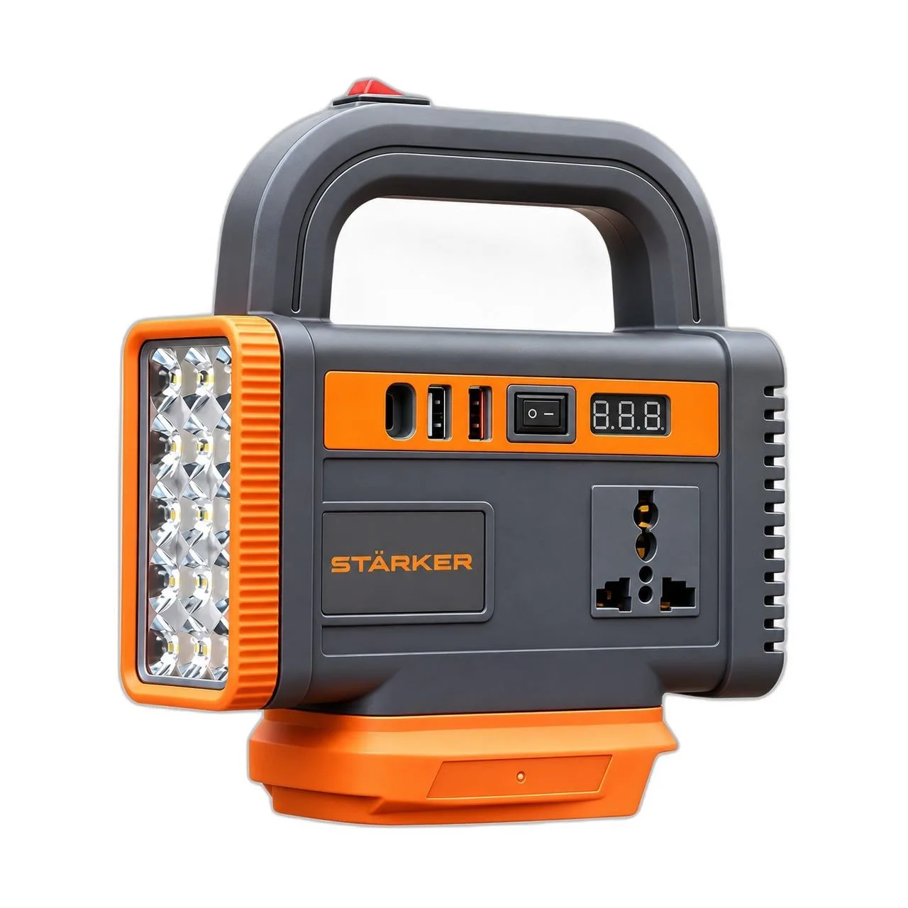 Bộ Chuyển Nguồn Pin 21V Ra 220V, 200W, Sin Chuẩn, Đèn LED 10W, USB 20W