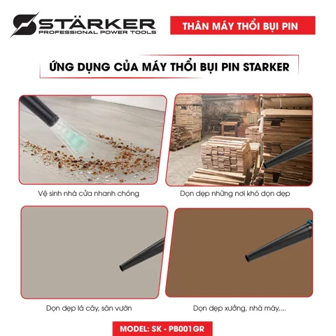 Máy Thổi Bụi Pin 21V Brushless, Thổi Lá - Hút Bụi - Bơm Hơi - ảnh 3