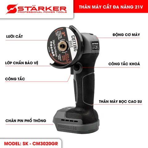 Máy Cắt Đa Năng Pin 21V, Công Tắc Bóp + Khóa - ảnh 3