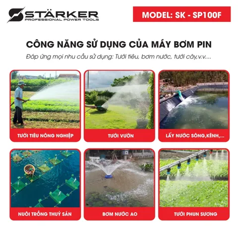Máy Bơm Nước Chìm Pin 21V, Công Suất 100W, Lưu Lượng 80L/Phút - ảnh 4