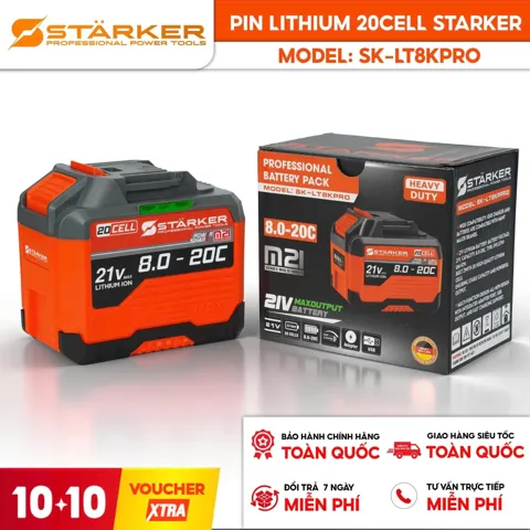 Pin 21V, 20 Cell, 5.2Ah, Lithium 18650, Dòng Xả 50A, Chân M21 Phổ Thông - ảnh 8